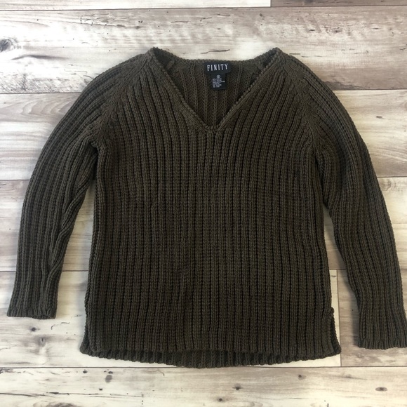 Forest Green Finity V-neck Sweater - Picture 1 of 7
